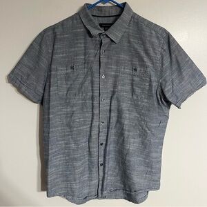 Men’s Structure Heathered Gray Short Sleeve Button Down Shirt 100% Cotton Size L